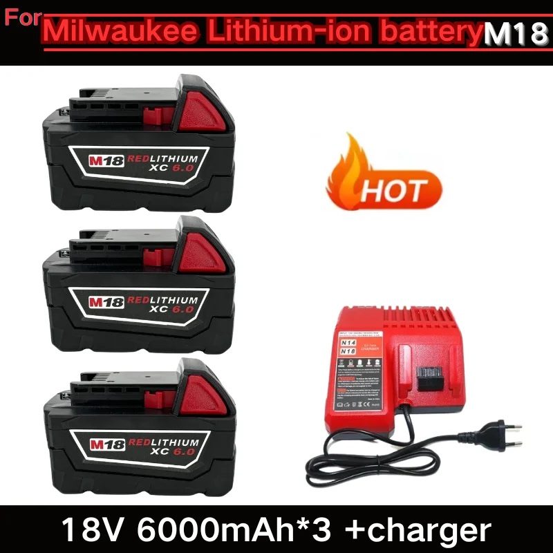 For Milwaukee M18 Power Tool Battery, Charger, BR, XC, 18V, 6000mAh/9000mAh/12000mAh M18B5, 48-11-1860, Built-in 21700 Battery
For Milwaukee M18 Power Tool Battery, Charger, BR, XC, 18V, 6000mAh/9000mAh/12000mAh M18B5, 48-11-1860, Built-in 21700 Battery