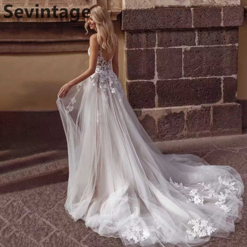 Sevintage 2025 Boho Тюлевое свадебное платье цвета слоновой кости с аппликациями и кружевными бретельками трапециевидное свадебное платье robe de mariée по индивидуальному заказу
Sevintage 2025 Boho Тюлевое свадебное платье цвета слоновой кости с аппликациями и кружевными бретельками трапециевидное свадебное платье robe de mariée по индивидуальному заказу