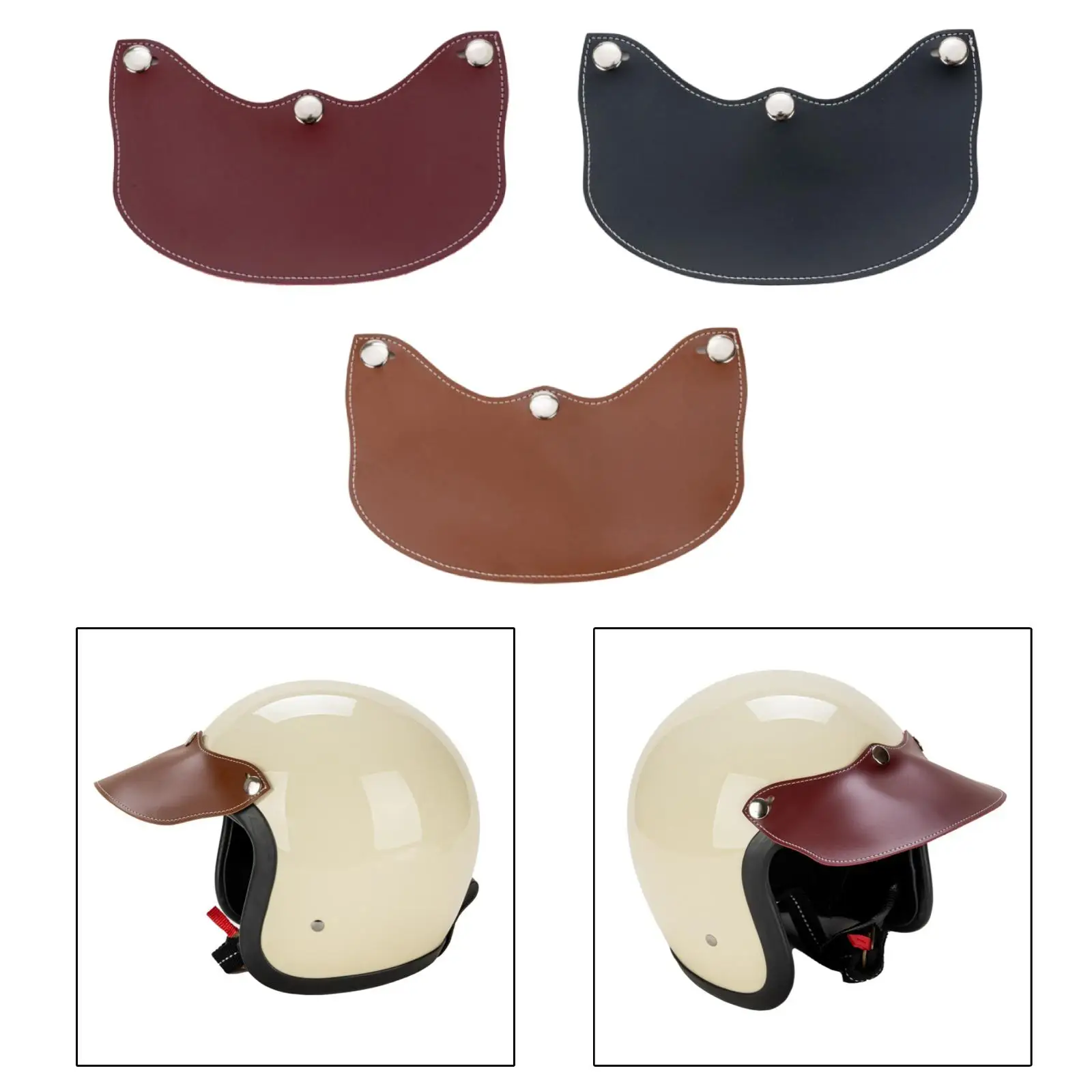 Universal Helmet Visor Sun Protection PU Leather 3 Snap Button Shade Shield Accessory for Vintage or Jet Helmets
Universal Helmet Visor Sun Protection PU Leather 3 Snap Button Shade Shield Accessory for Vintage or Jet Helmets