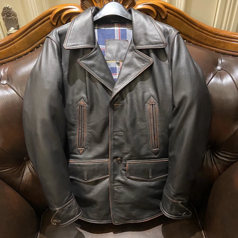 New Arrival Free Shipping Yardman Coat Genuine Leather Jacket Cowhide Thick Leather Vintage Jacket Real Leather Clothing 
New Arrival Free Shipping Yardman Coat Genuine Leather Jacket Cowhide Thick Leather Vintage Jacket Real Leather Clothing