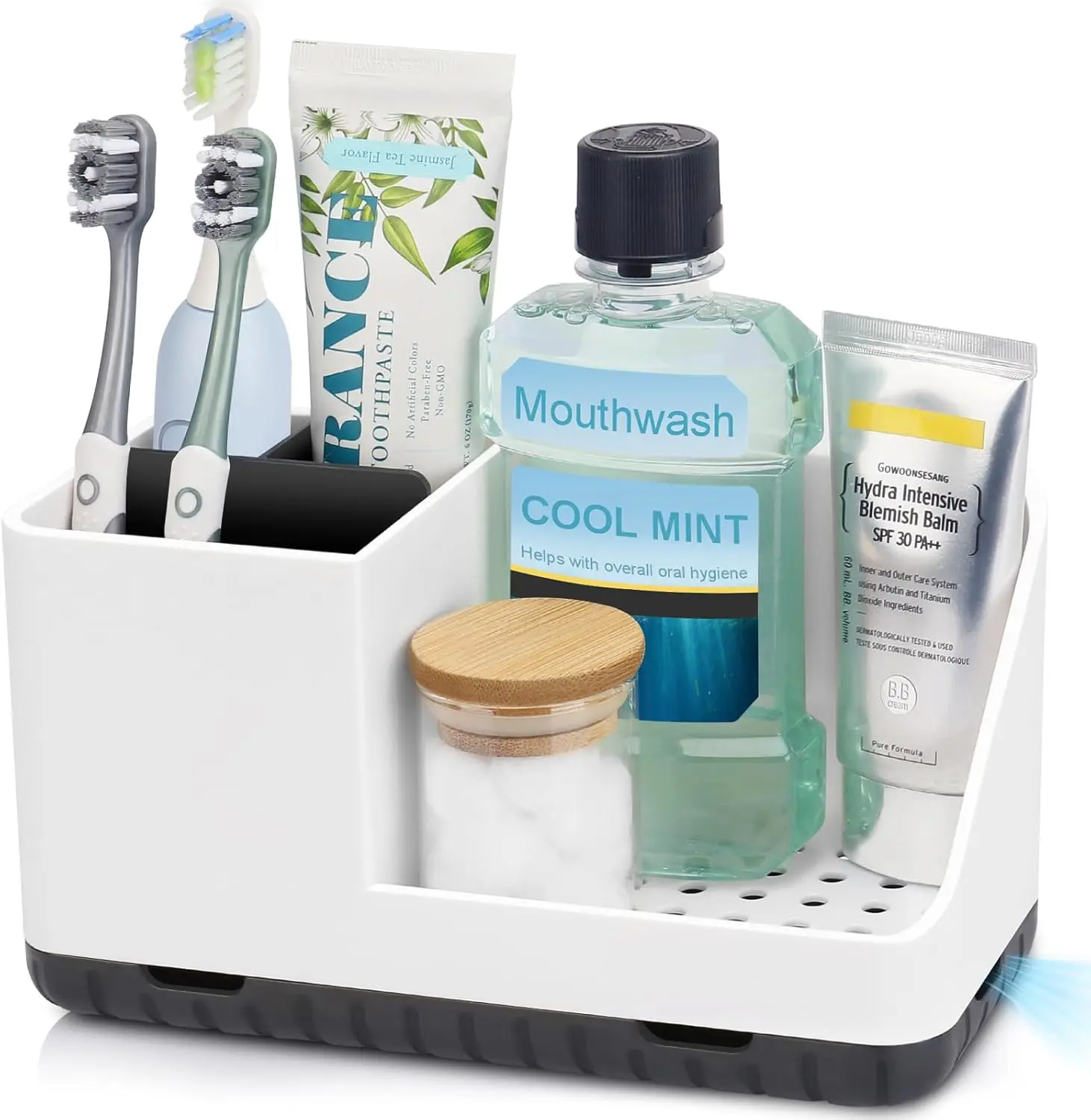Bathroom Counter Organizer, Detachable Toothbrush Holder for Vanity Sink, White
Bathroom Counter Organizer, Detachable Toothbrush Holder for Vanity Sink, White