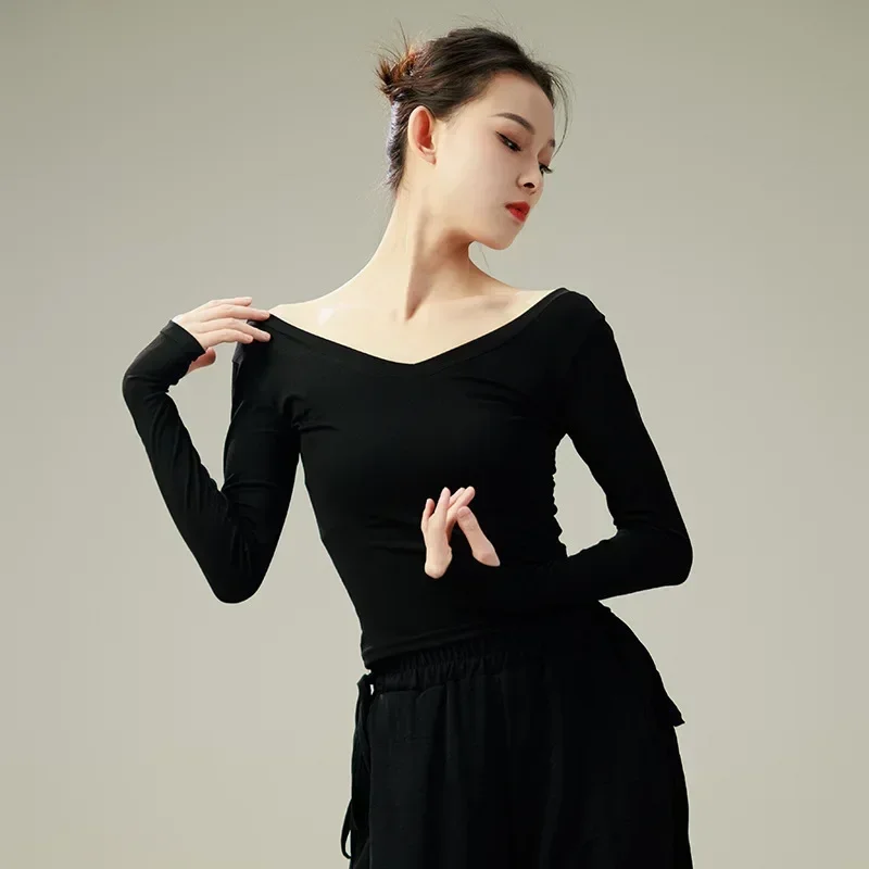 Modern dance spring and summer dance practice clothes tops classical dance professional body training elegant long-sleeved
Modern dance spring and summer dance practice clothes tops classical dance professional body training elegant long-sleeved