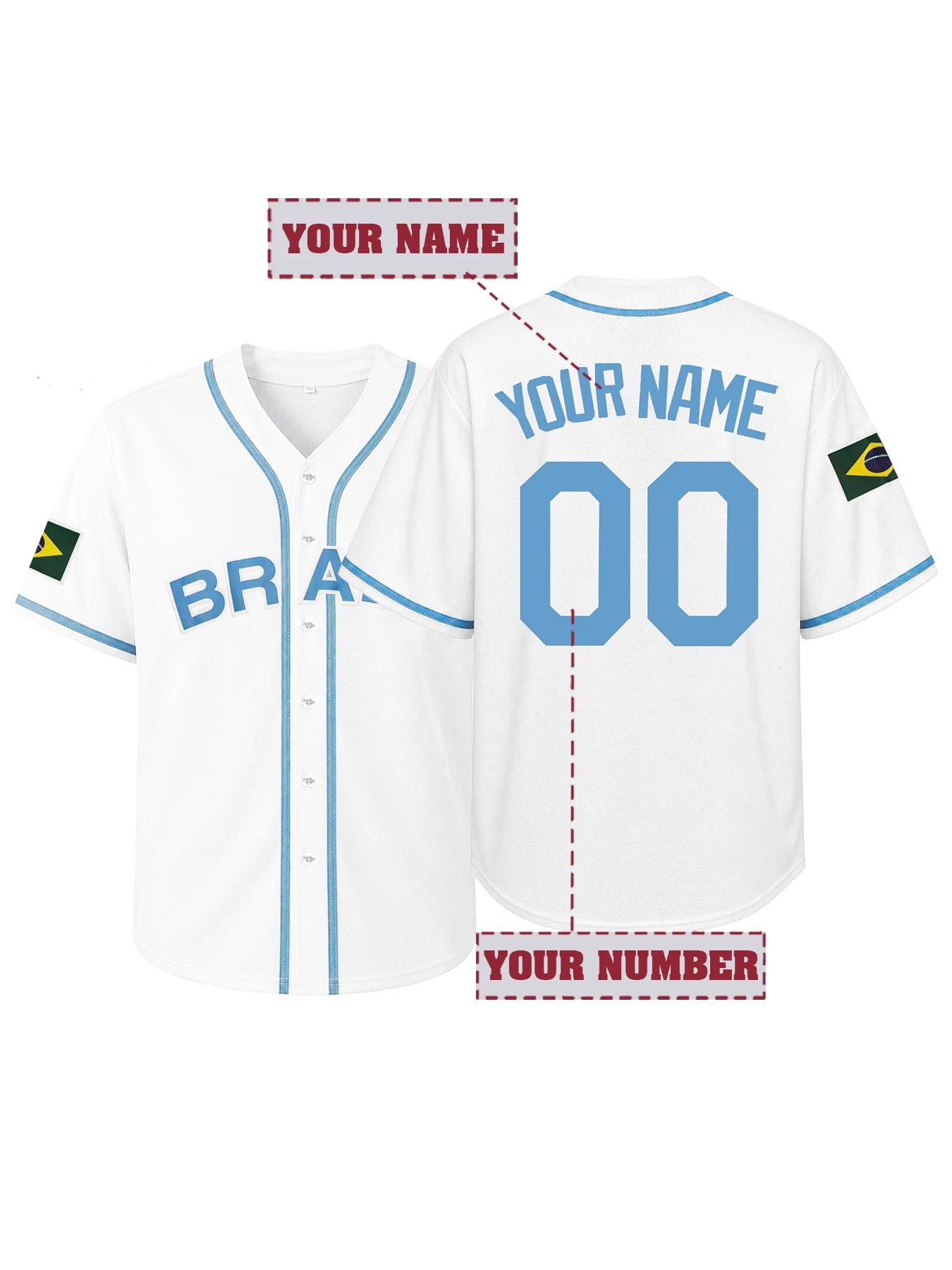Custom Brazil Baseball Jersey Personalized Name Number Sports Shirt For Men Women Fans Casual Short Sleeve Button Down Tops Gift
Custom Brazil Baseball Jersey Personalized Name Number Sports Shirt For Men Women Fans Casual Short Sleeve Button Down Tops Gift
