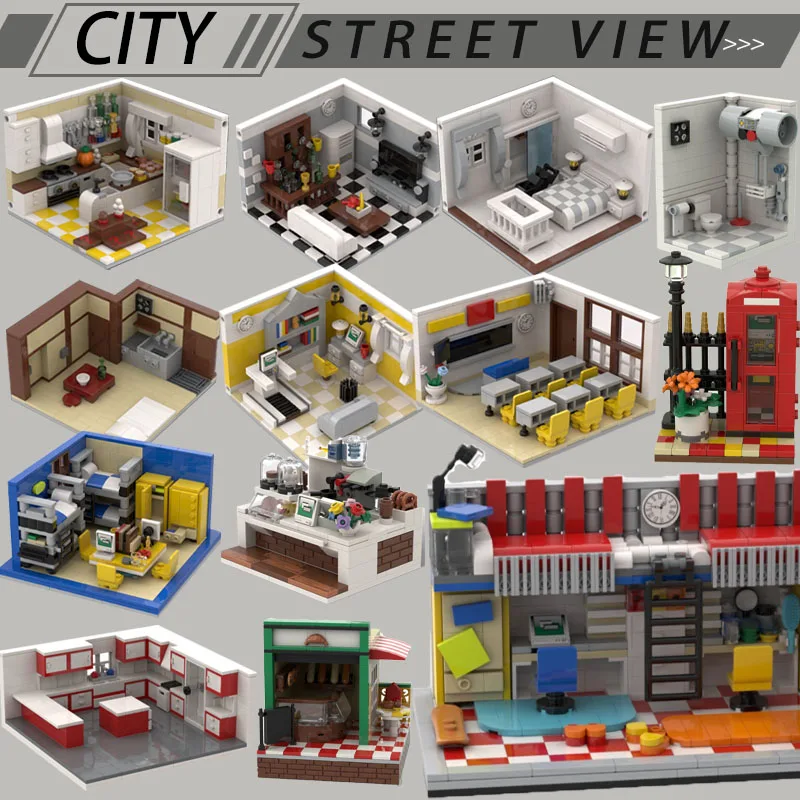 MOC City Street View Furniture Series Buiding Blocks House Dormitory Room Kitchen Bakery Classroom Telephone Booth Bricks Toys
MOC City Street View Furniture Series Buiding Blocks House Dormitory Room Kitchen Bakery Classroom Telephone Booth Bricks Toys