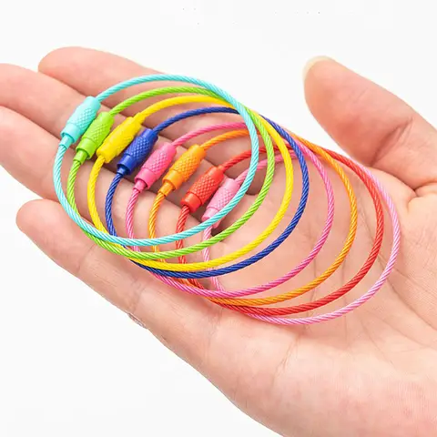 2/10/20pcs Colorful Keychain Wire Rope Key Ring Rotating Key Chain Rings For Diy Jewelry Making Keyring Accessories Wholesale