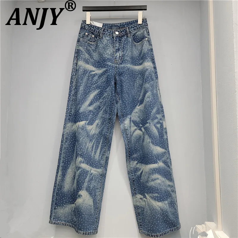 ANJY Autumn Winter New Women Trendy Shiny Diamonds Elegant Washed Jeans Ins Loose Slimming Versatile Straight Denim Pants A15821
ANJY Autumn Winter New Women Trendy Shiny Diamonds Elegant Washed Jeans Ins Loose Slimming Versatile Straight Denim Pants A15821