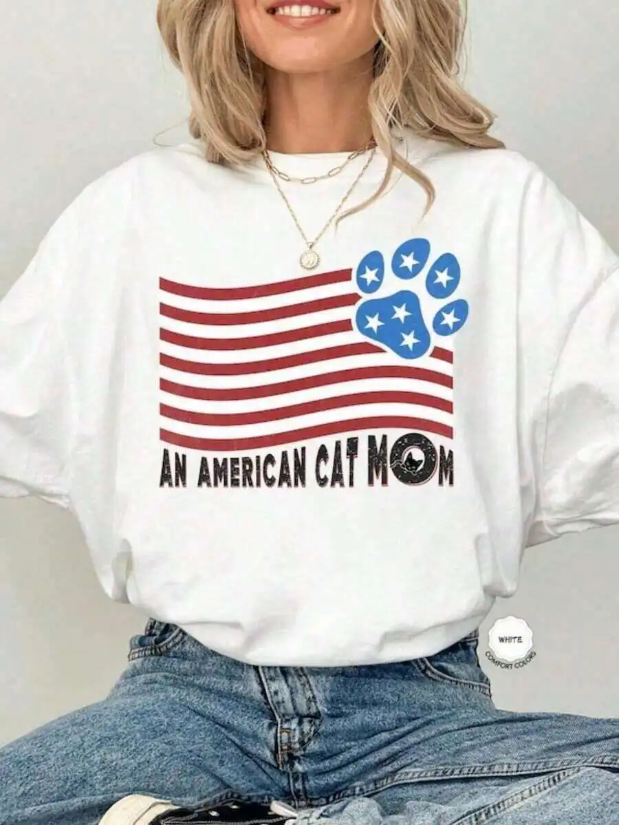 American Flag Paw Print Tee Women Patriotic Graphic T-Shirt Fourth Of July Casual Summer Top
American Flag Paw Print Tee Women Patriotic Graphic T-Shirt Fourth Of July Casual Summer Top