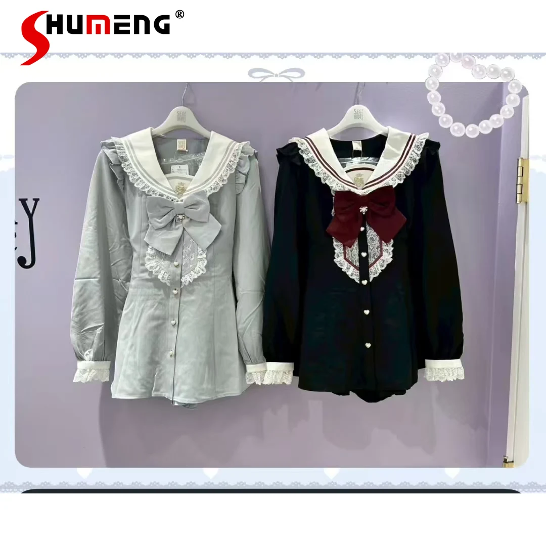 Japanese Mine Style Mass-Produced Navy Collar Bow Long Sleeve Lace-up Slim Dress High Waist Shorts Lolita Two-Piece Set Women
Japanese Mine Style Mass-Produced Navy Collar Bow Long Sleeve Lace-up Slim Dress High Waist Shorts Lolita Two-Piece Set Women