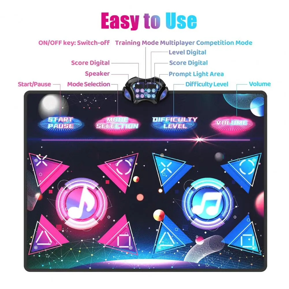 Two- Dance Mat Adjustable Dance Mat Kids Dance Mat Toy with Music Adjustable Speed Modes Non-slip Design for Play for Children 
Two- Dance Mat Adjustable Dance Mat Kids Dance Mat Toy with Music Adjustable Speed Modes Non-slip Design for Play for Children