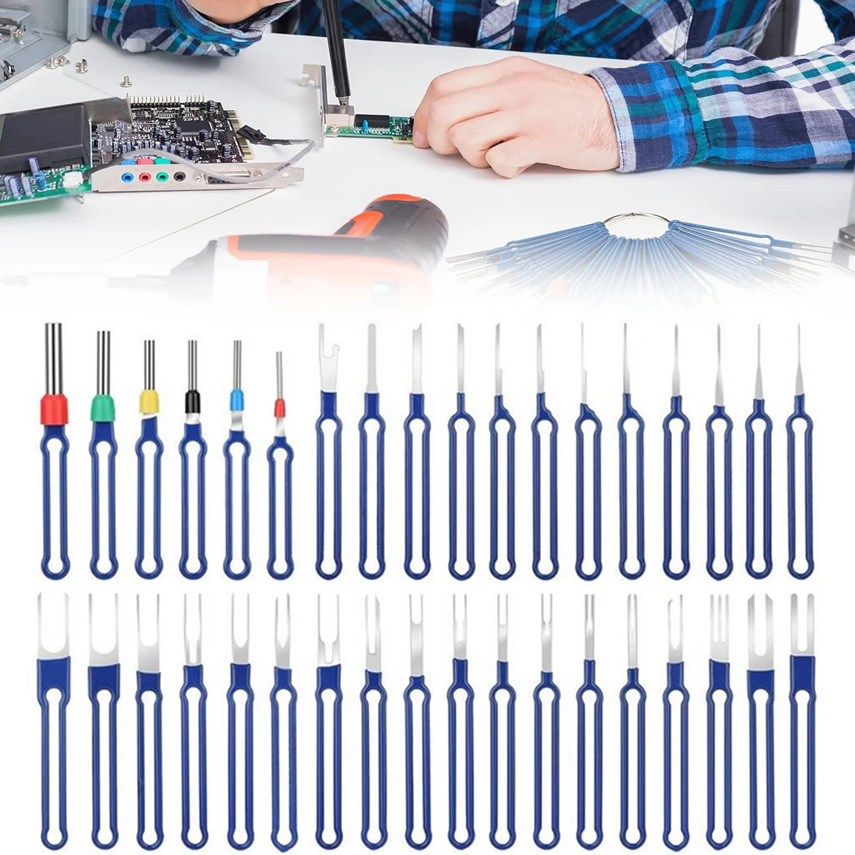 1Set/36Pcs Terminal Removal Tool Kit Depinning Tool Electrical Connector Pin Removal Terminal Disassembly Tools Pin Extraction
1Set/36Pcs Terminal Removal Tool Kit Depinning Tool Electrical Connector Pin Removal Terminal Disassembly Tools Pin Extraction