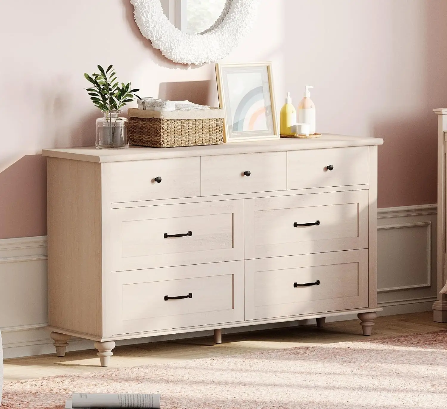 Beige Baby Dresser with 7 Drawers, Kids Dresser Wooden Dressers for Kids Room, Dressers Cabinet Storage Organizer, Customized
Beige Baby Dresser with 7 Drawers, Kids Dresser Wooden Dressers for Kids Room, Dressers Cabinet Storage Organizer, Customized