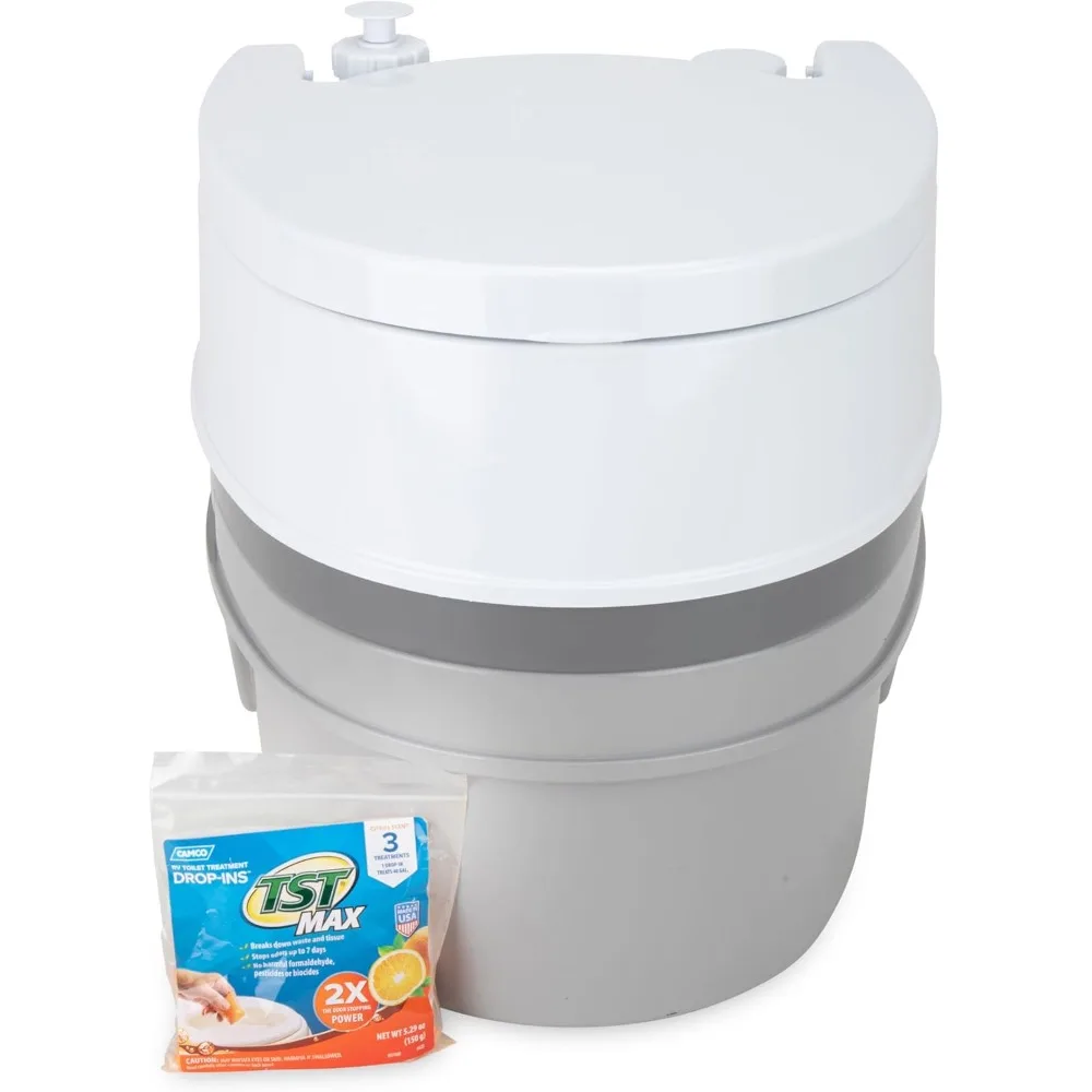 RV Premium Travel Toilet - Features a 5.3-Gallon Detachable Holding Tank, Pump Flush Design & Spring-Loaded Latch
RV Premium Travel Toilet - Features a 5.3-Gallon Detachable Holding Tank, Pump Flush Design & Spring-Loaded Latch