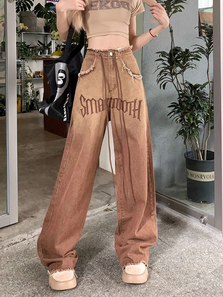 Jmprs Streetwear Y2K Letter Jeans Women Vintage High Waist Brown Denim Pants American Retro Loose Fall Female Casual Trousers
Jmprs Streetwear Y2K Letter Jeans Women Vintage High Waist Brown Denim Pants American Retro Loose Fall Female Casual Trousers
