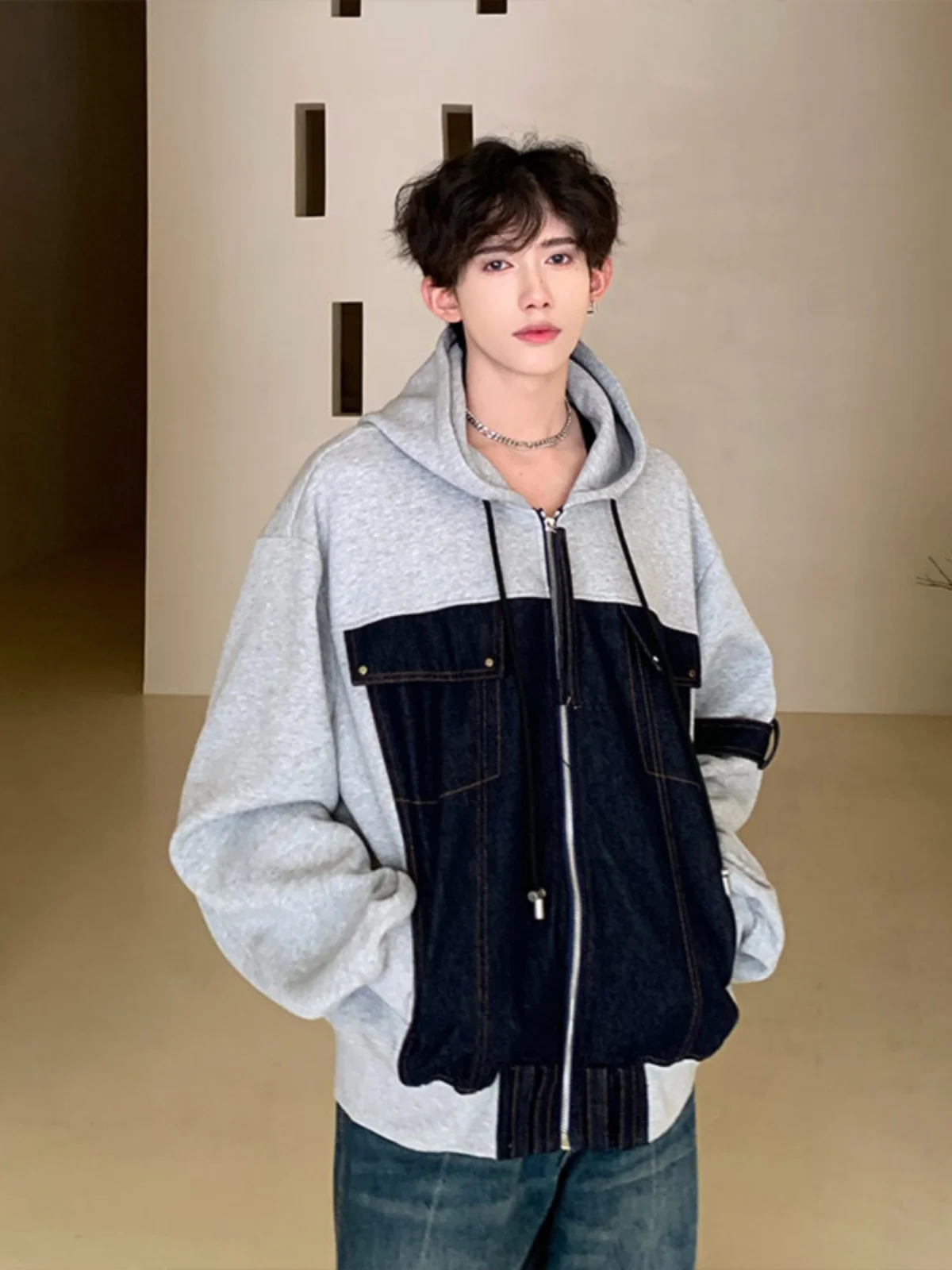Retro American Denim Patchwork Hoodie Men's Trendy Open Cardigan Jaet Vintage Baseball orm Jaet Loose Fit Youth Faion
Retro American Denim Patchwork Hoodie Men's Trendy Open Cardigan Jaet Vintage Baseball orm Jaet Loose Fit Youth Faion