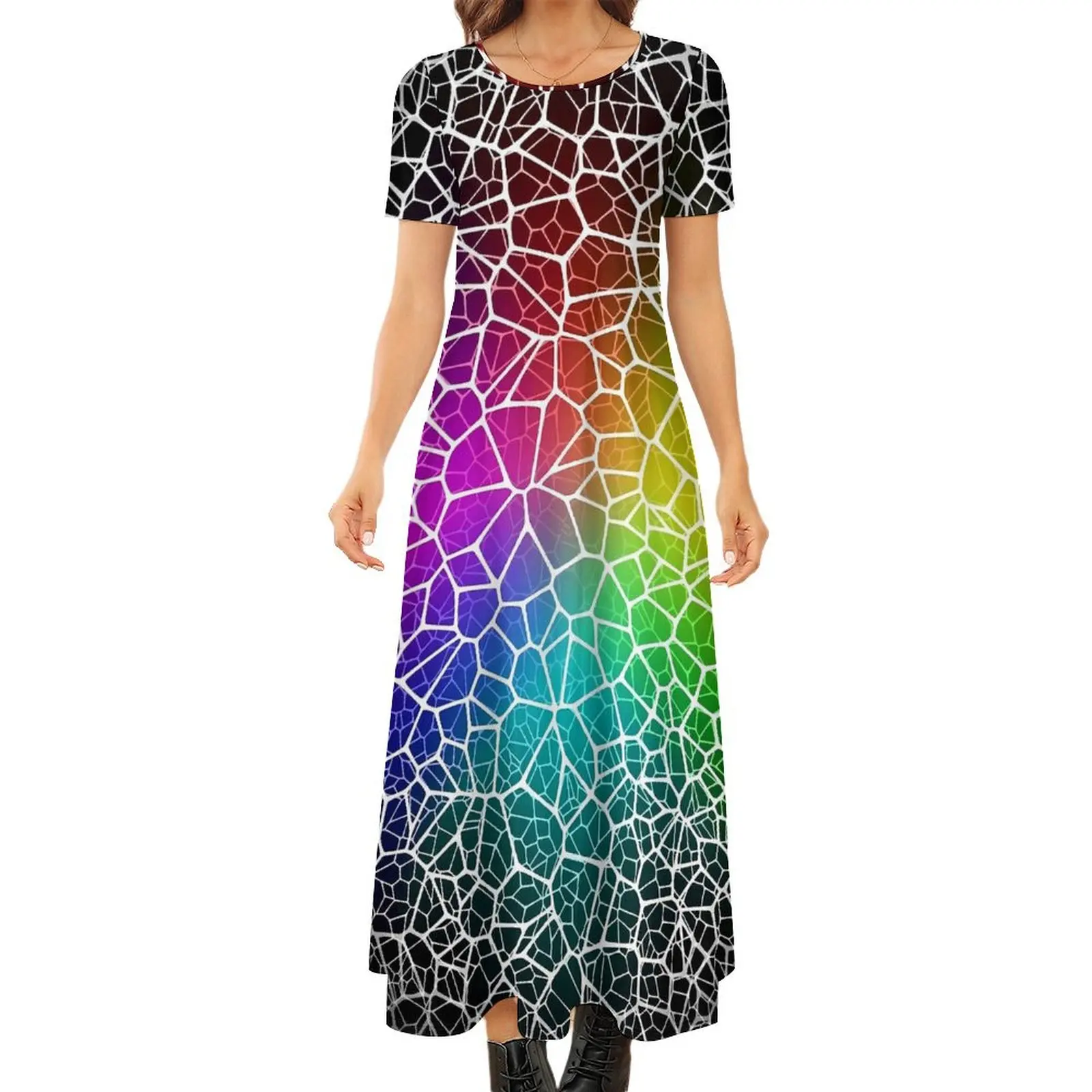 Rainbow Shallow Water Dress Cracked Surface Vintage Maxi Dress Women Short Sleeve Streetwear Boho Beach Long Dresses Big Size
Rainbow Shallow Water Dress Cracked Surface Vintage Maxi Dress Women Short Sleeve Streetwear Boho Beach Long Dresses Big Size