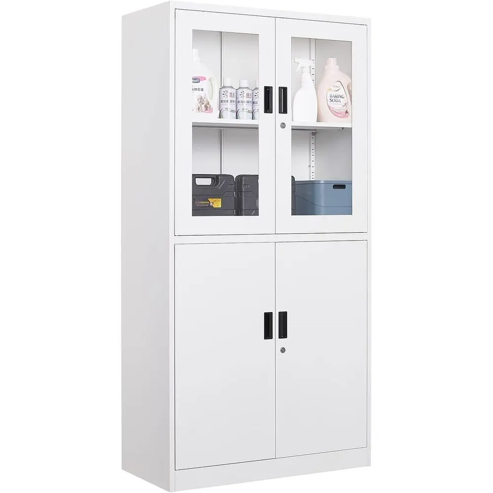 Metal Storage Cabinet with Doand Shelves, 71" Locking Steel Cabinet with Tempered Glass Door, 2 Adjustable Shelves, 4 Door Home,
Metal Storage Cabinet with Doand Shelves, 71" Locking Steel Cabinet with Tempered Glass Door, 2 Adjustable Shelves, 4 Door Home,