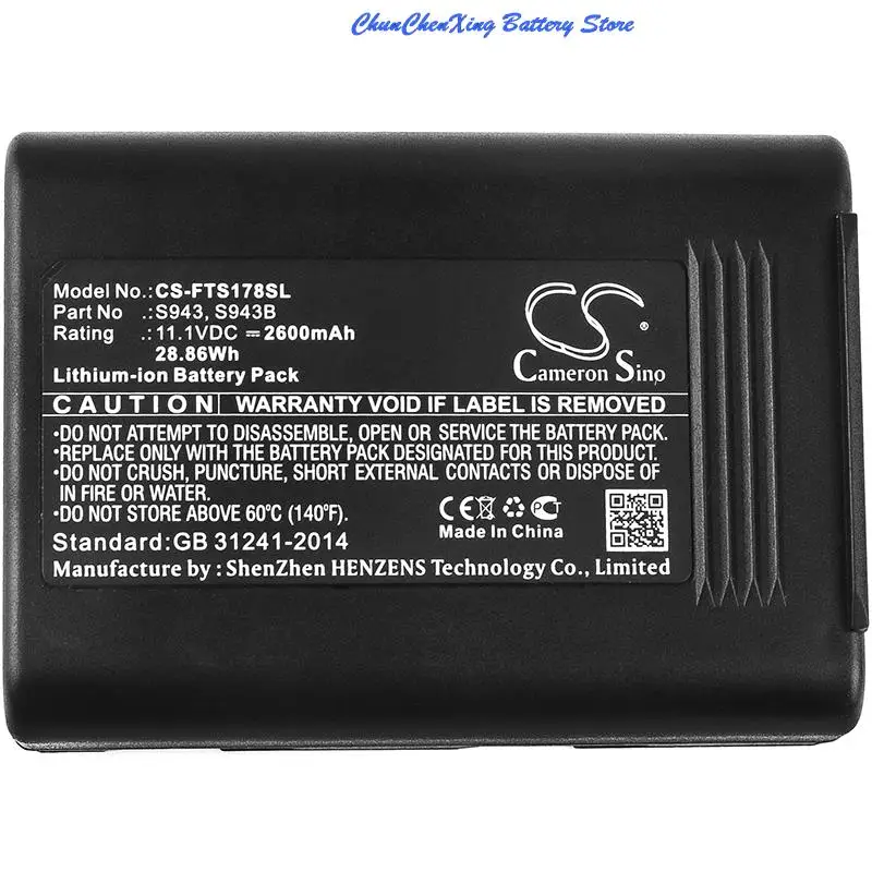 2600mAh Battery for Fitel S121A, S121M4, S122A, S122C, S122M12, S122M8,S123C,S123C12,S153A S177A S178A S178V S177B
2600mAh Battery for Fitel S121A, S121M4, S122A, S122C, S122M12, S122M8,S123C,S123C12,S153A S177A S178A S178V S177B