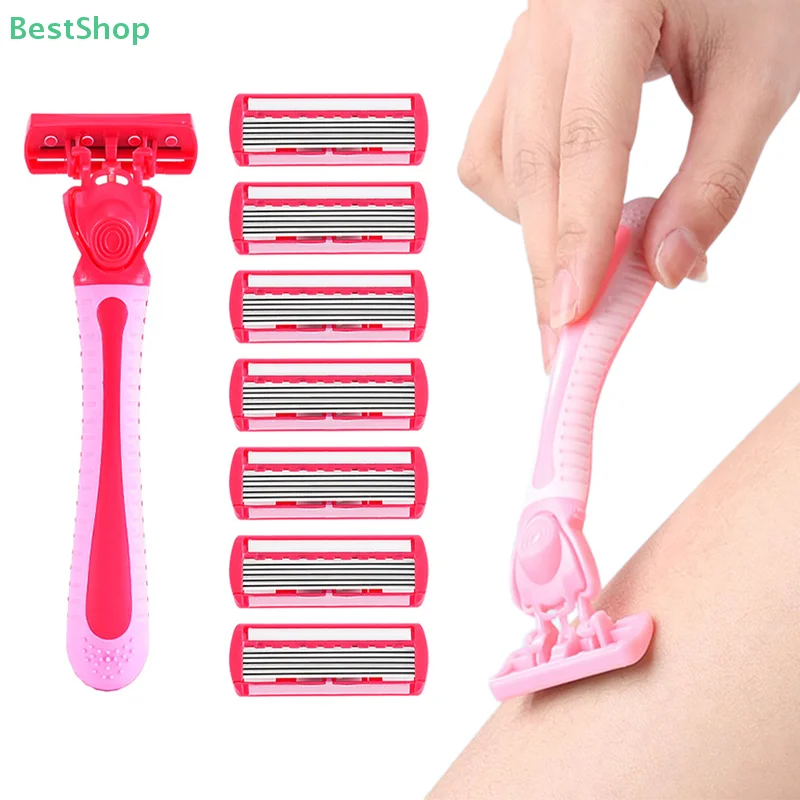 Women Manual Safety Razor 6-Layer Stainless Steel Hair Removal Shaving Blades Replaceable Shaver Head
Women Manual Safety Razor 6-Layer Stainless Steel Hair Removal Shaving Blades Replaceable Shaver Head