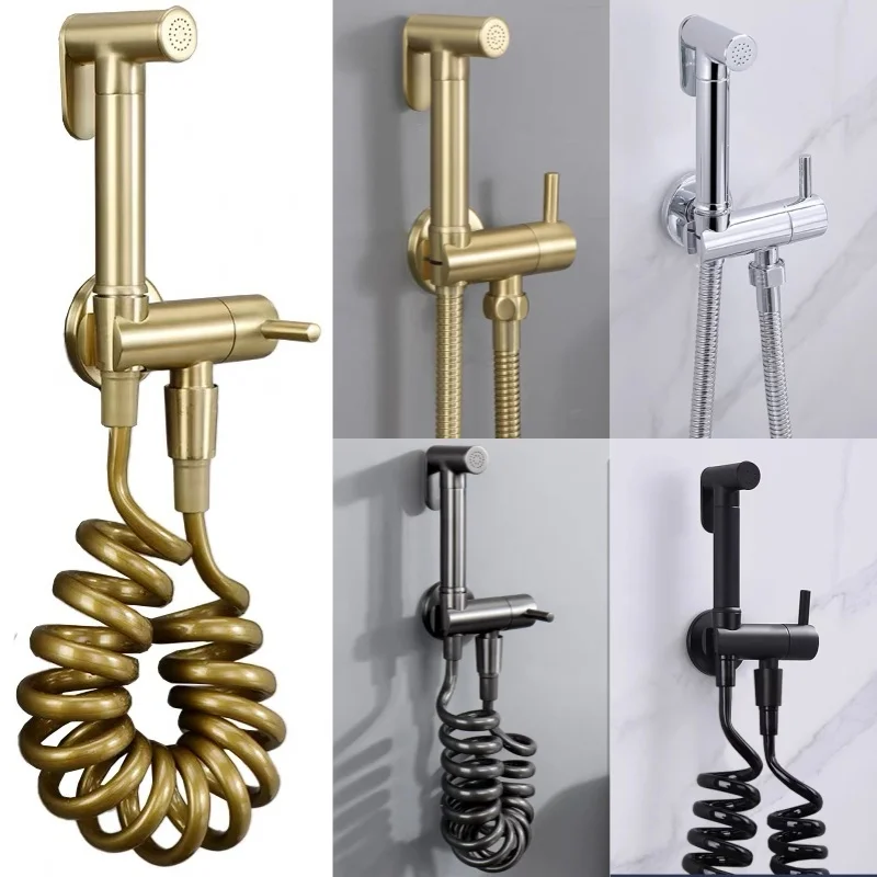 Wall Mounted Toilet Shower Bidet Spray Gun Faucet Set with Spring PVC SS Hose Chrome/Black/Grey Metal Brass for Bathroom
Wall Mounted Toilet Shower Bidet Spray Gun Faucet Set with Spring PVC SS Hose Chrome/Black/Grey Metal Brass for Bathroom