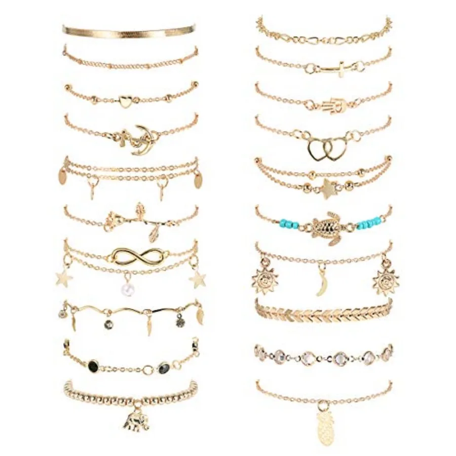 20Pcs Ankle Bracelets for Women Adjustable Beach Anklet Set Surfer Anklet Heart Star Turtle Infinite Anklets Foot Jewelry
20Pcs Ankle Bracelets for Women Adjustable Beach Anklet Set Surfer Anklet Heart Star Turtle Infinite Anklets Foot Jewelry