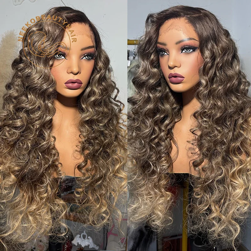 Transparent Lace Frontal Wigs Pre Pluck Honey Blonde Ombre Colored Lace Front Wig Wavy Piano Color Brown Highlight Human Hair
Transparent Lace Frontal Wigs Pre Pluck Honey Blonde Ombre Colored Lace Front Wig Wavy Piano Color Brown Highlight Human Hair
