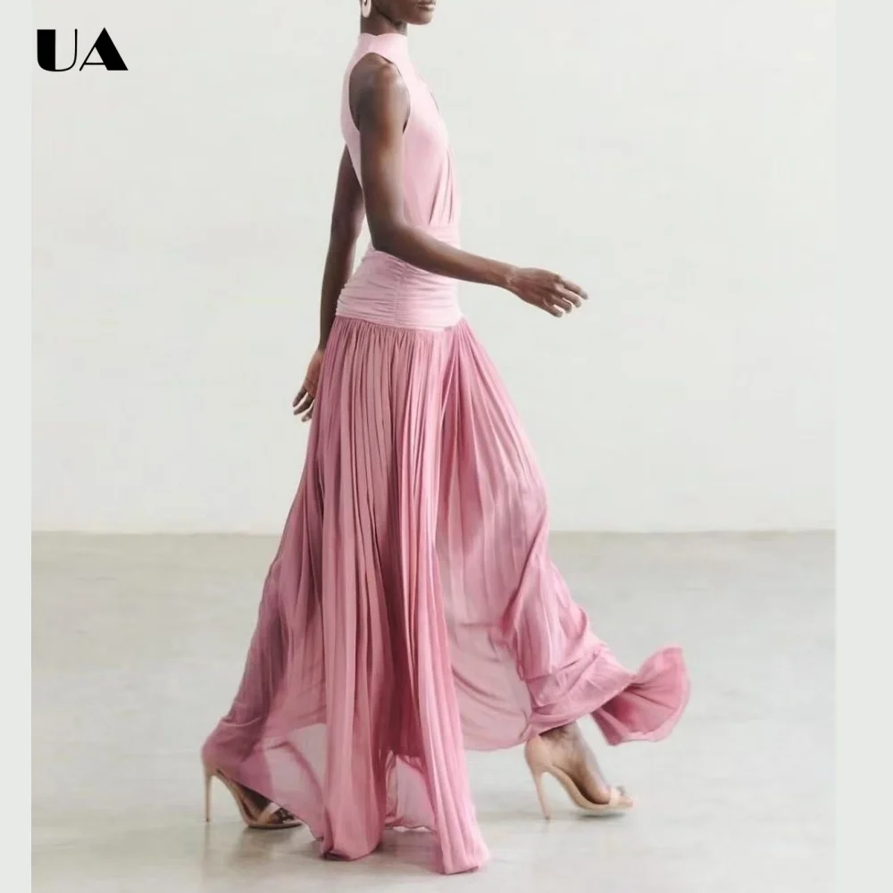 Fashionable Patchwork Ruched Maxi Dresses for Women, Elegant Solid Turtleneck Prom Dress, Trendy Sleeveless Evening Dress
Fashionable Patchwork Ruched Maxi Dresses for Women, Elegant Solid Turtleneck Prom Dress, Trendy Sleeveless Evening Dress