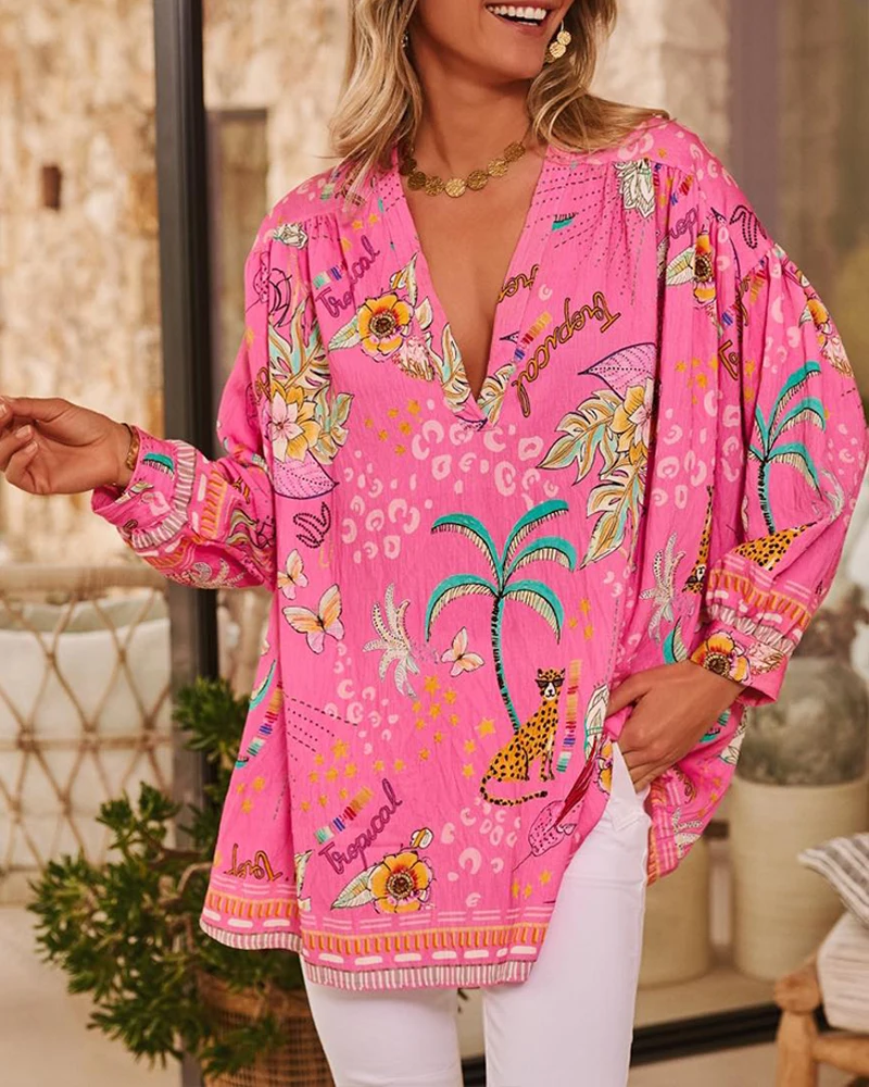 Tribal printed long sleeved pullover and casual loose top, new women's clothing for summer 2025
Tribal printed long sleeved pullover and casual loose top, new women's clothing for summer 2025