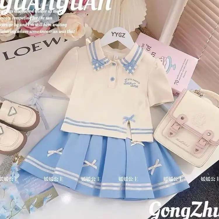 Retail 2024 New Baby Girls Summer Fashion Teenage Bow Sets, T-shirt + Blue Skirts 5-10T
Retail 2024 New Baby Girls Summer Fashion Teenage Bow Sets, T-shirt + Blue Skirts 5-10T