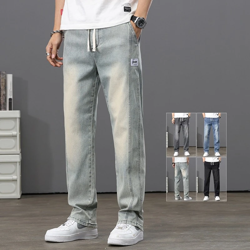 Vintage Men's Jeans Brand Clothing Straight Elastic Waist Casual Cowboy Trousers Stretch Washed Fashion Jogging Denim Men Pants
Vintage Men's Jeans Brand Clothing Straight Elastic Waist Casual Cowboy Trousers Stretch Washed Fashion Jogging Denim Men Pants