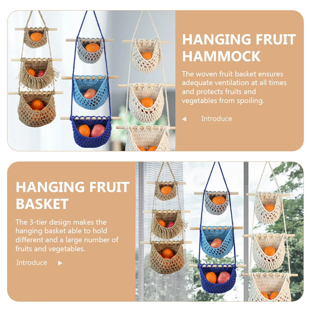 Fruit Vegetable Hanging Baskets Cotton Rope White Color 3 Tier Design Kitchen Storage Solution Multi Decor
Fruit Vegetable Hanging Baskets Cotton Rope White Color 3 Tier Design Kitchen Storage Solution Multi Decor