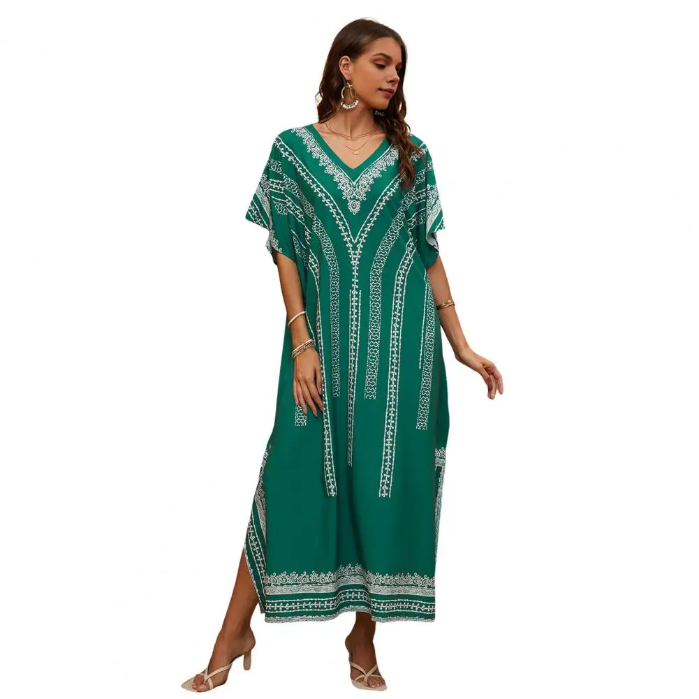 Ethnic Style Pattern Beach Cover Up Ethnic Style Pattern V-neck Beach Dress Loose Fit Robe with Side Slit Bikini Cover Up for A
Ethnic Style Pattern Beach Cover Up Ethnic Style Pattern V-neck Beach Dress Loose Fit Robe with Side Slit Bikini Cover Up for A