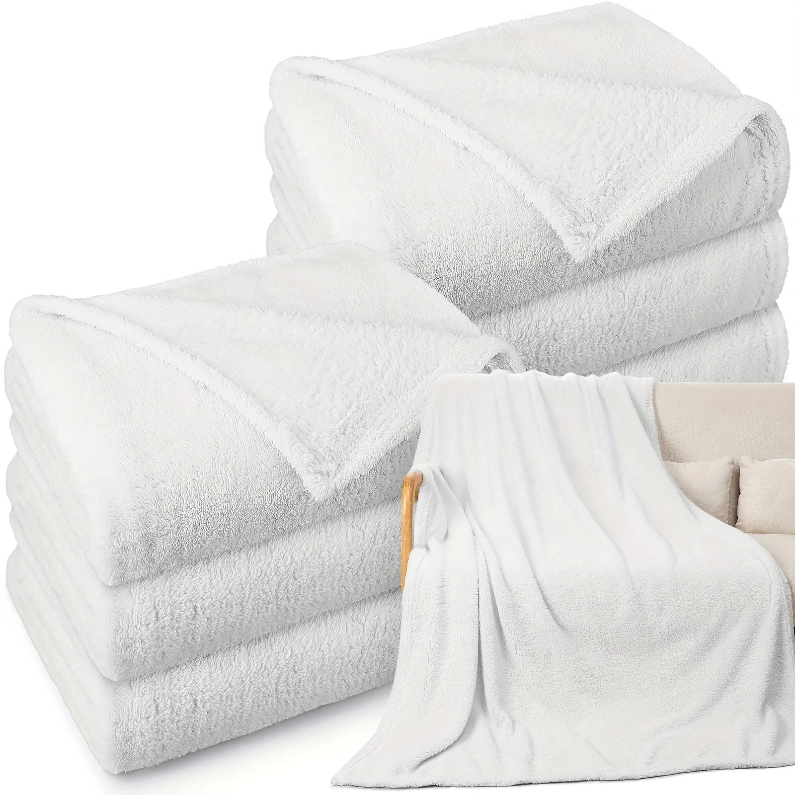 6 Pack Bulk Fleece Throw Blankets - Soft Plush White Bedspread Suitable for Couch, Sofa, Spa, Sleepover Party, Wedding, Travel & Guest Room - Cozy All-Season Bedding (6 Blankets)
6 Pack Bulk Fleece Throw Blankets - Soft Plush White Bedspread Suitable for Couch, Sofa, Spa, Sleepover Party, Wedding, Travel & Guest Room - Cozy All-Season Bedding (6 Blankets)