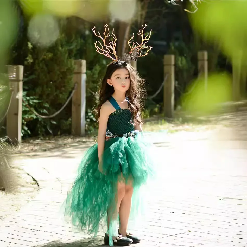 Girls dark green tutu dress elf forest children's photo contest halloween parent-child catwalk costume
Girls dark green tutu dress elf forest children's photo contest halloween parent-child catwalk costume