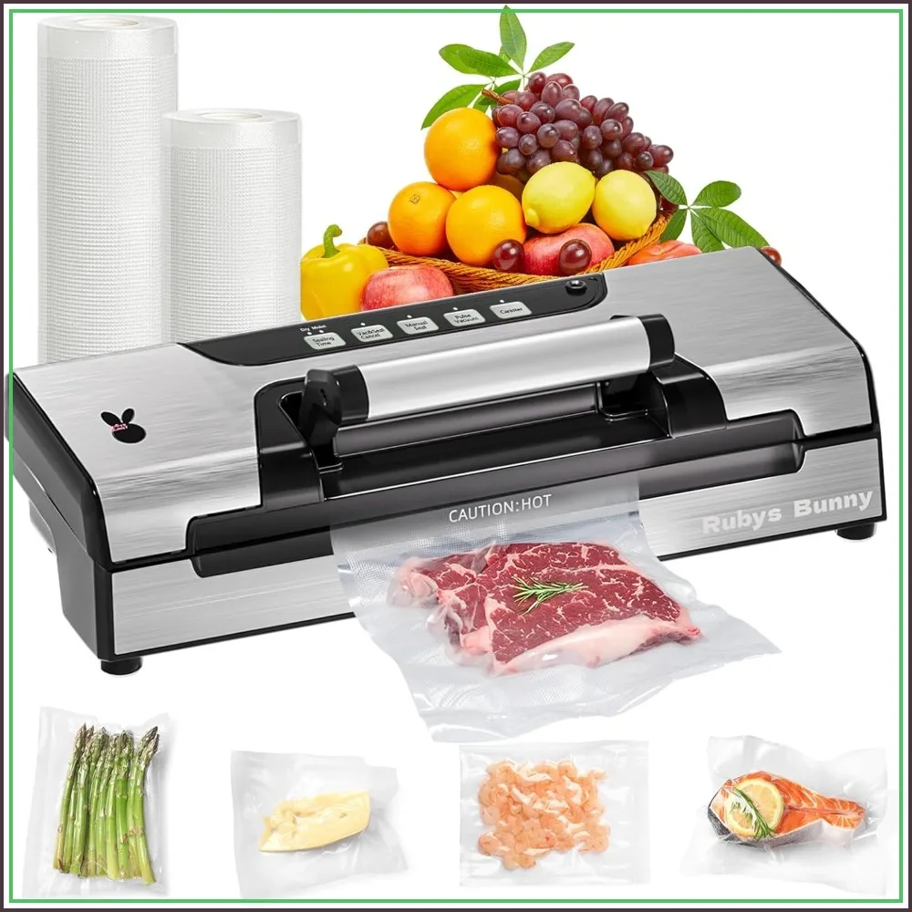 90Kpa Precision Vacuum Sealer, 10-in-1 Double Pump with Built-in Cutter & Bag Storage, Stainless Steel
90Kpa Precision Vacuum Sealer, 10-in-1 Double Pump with Built-in Cutter & Bag Storage, Stainless Steel