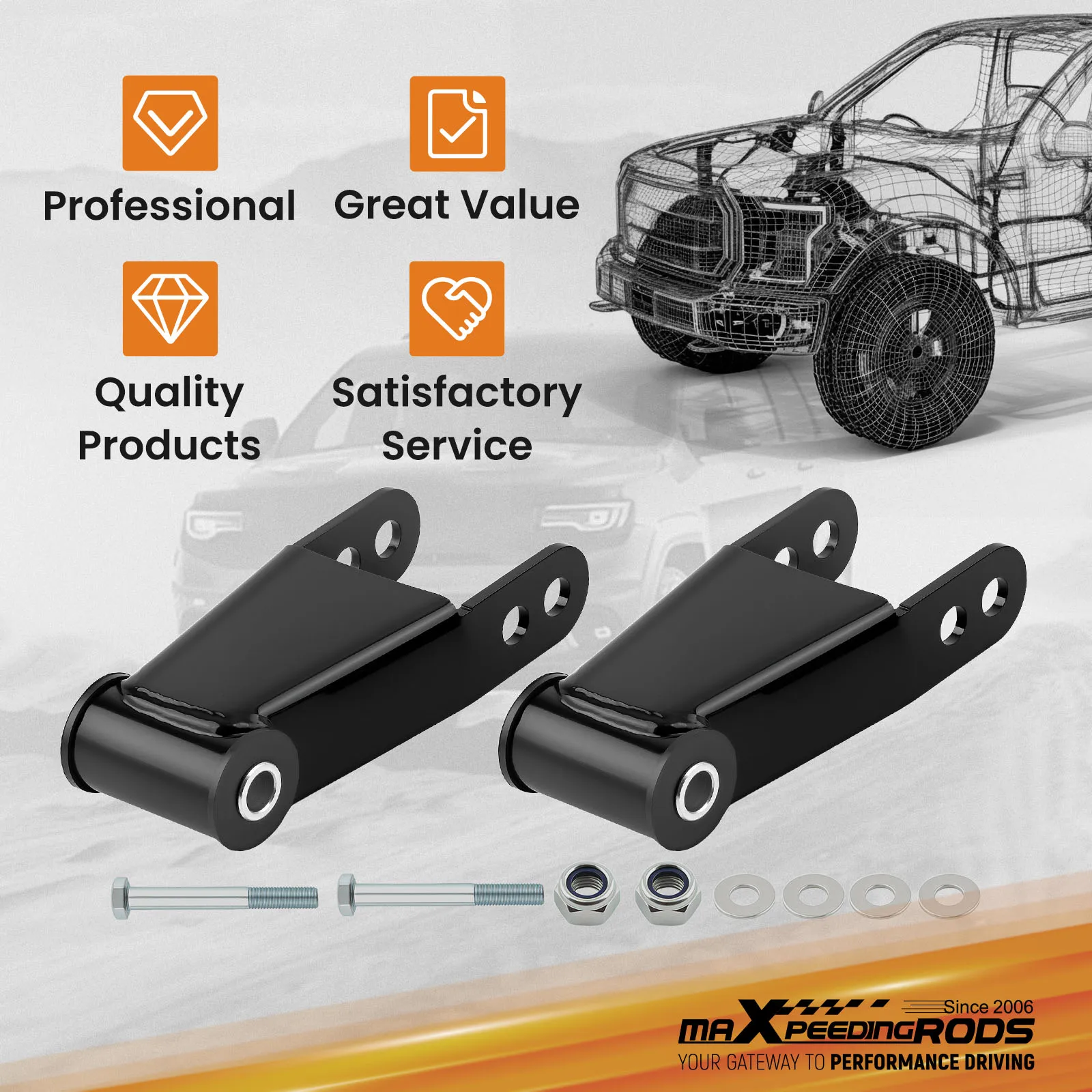 1-2in Rear Drop Shackles Lowering Kit For Ford F100 F150 2WD 1973-1996 1" 2" Rear Drop Shackles Lowering Kit
1-2in Rear Drop Shackles Lowering Kit For Ford F100 F150 2WD 1973-1996 1" 2" Rear Drop Shackles Lowering Kit