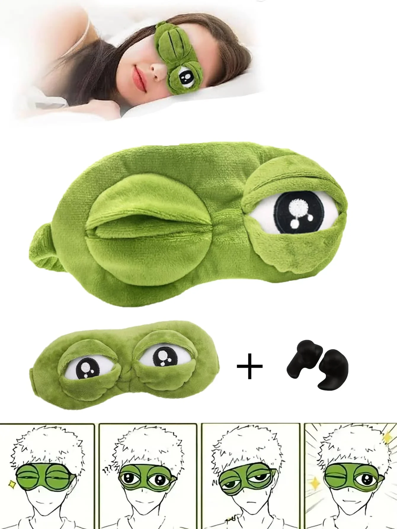 3D Sad Frog Sleep Mask Natural Sleeping Eyeshade Has Noise Reduction Earplugs And Eye Ice Packs To Choose From,Cover Shade Eye Patch Women Men Soft Portable Blindfold Travel Eyepatch-Green Expression Frog Eye Mask, Sleep Eye Mask, Super Soft Sleep Eye Mas
3D Sad Frog Sleep Mask Natural Sleeping Eyeshade Has Noise Reduction Earplugs And Eye Ice Packs To Choose From,Cover Shade Eye Patch Women Men Soft Portable Blindfold Travel Eyepatch-Green Expression Frog Eye Mask, Sleep Eye Mask, Super Soft Sleep Eye Mas