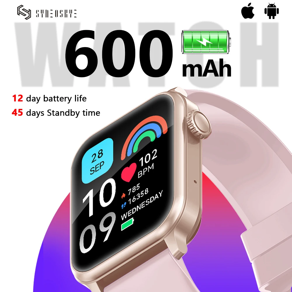 SYNEOSKYE 600mAh Larger Battery Smartwatch For Men Sport Fitness Bluetooth Smartwatch Waterproof For Women For Android iOS
SYNEOSKYE 600mAh Larger Battery Smartwatch For Men Sport Fitness Bluetooth Smartwatch Waterproof For Women For Android iOS