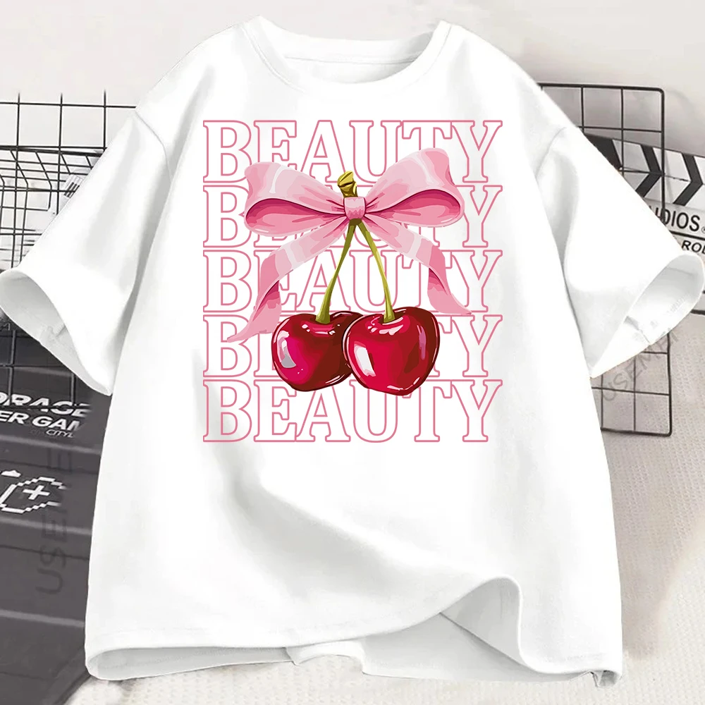 Girls' Casual Short Sleeve Round Neck T-Shirt Summer with Fabric Playful Casual Shirts for Girls Cherry Graphic Tee Comfortable
Girls' Casual Short Sleeve Round Neck T-Shirt Summer with Fabric Playful Casual Shirts for Girls Cherry Graphic Tee Comfortable