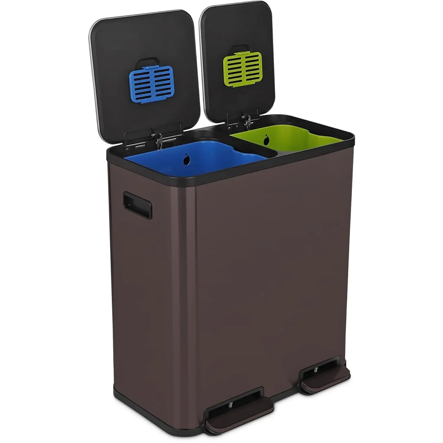 18.5Gal Dual Stainless Trash Can Hands-Free Pedal Soft-Close Lid Odor Filter Recycling Bin 40L&30L, Custom
18.5Gal Dual Stainless Trash Can Hands-Free Pedal Soft-Close Lid Odor Filter Recycling Bin 40L&30L, Custom