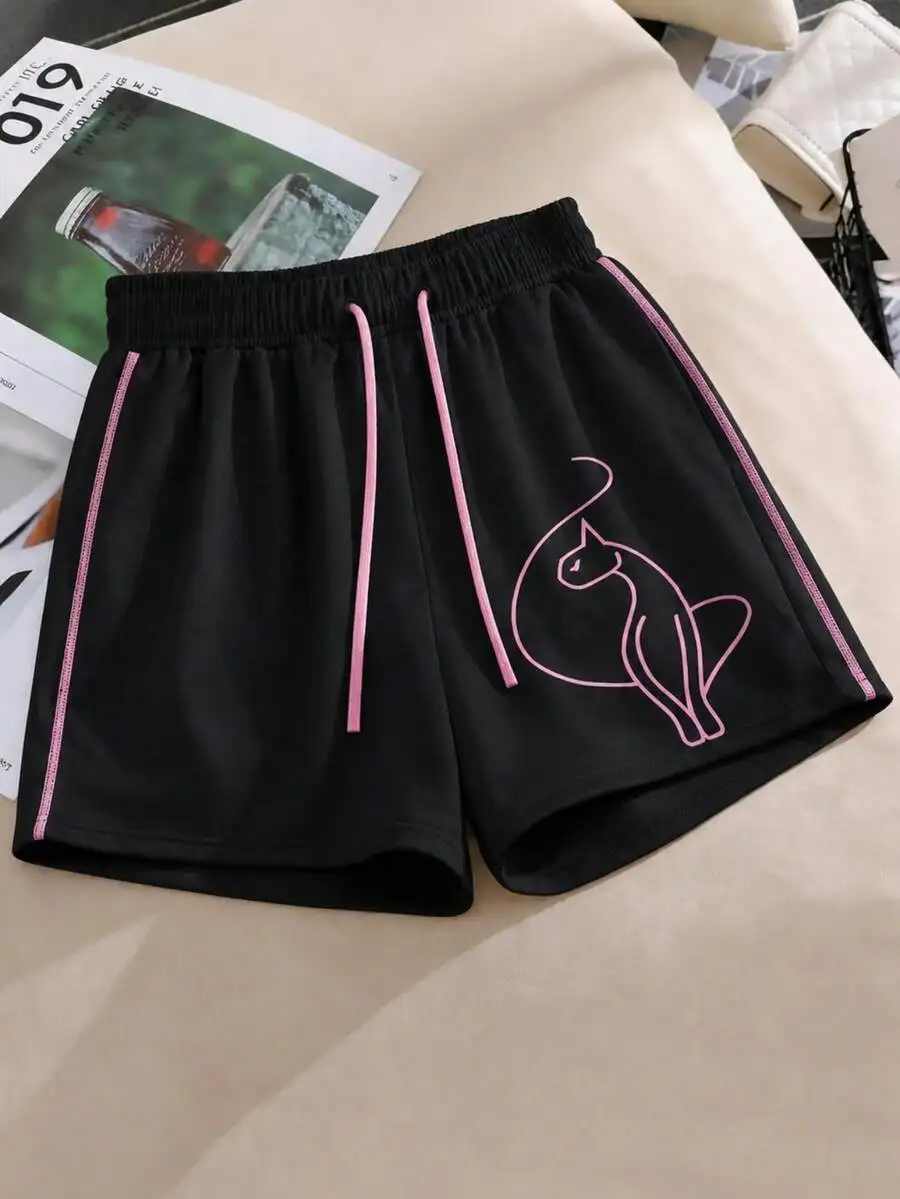 Womens Casual Printed Knit Shorts With Drawstring Waist And Pockets
Womens Casual Printed Knit Shorts With Drawstring Waist And Pockets