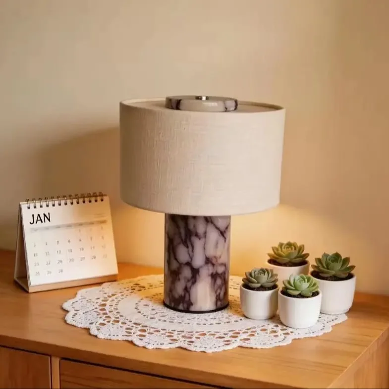 Modern Marble Table Lamp Natural Stone Bedside Lamp with Fabric Shade
Modern Marble Table Lamp Natural Stone Bedside Lamp with Fabric Shade