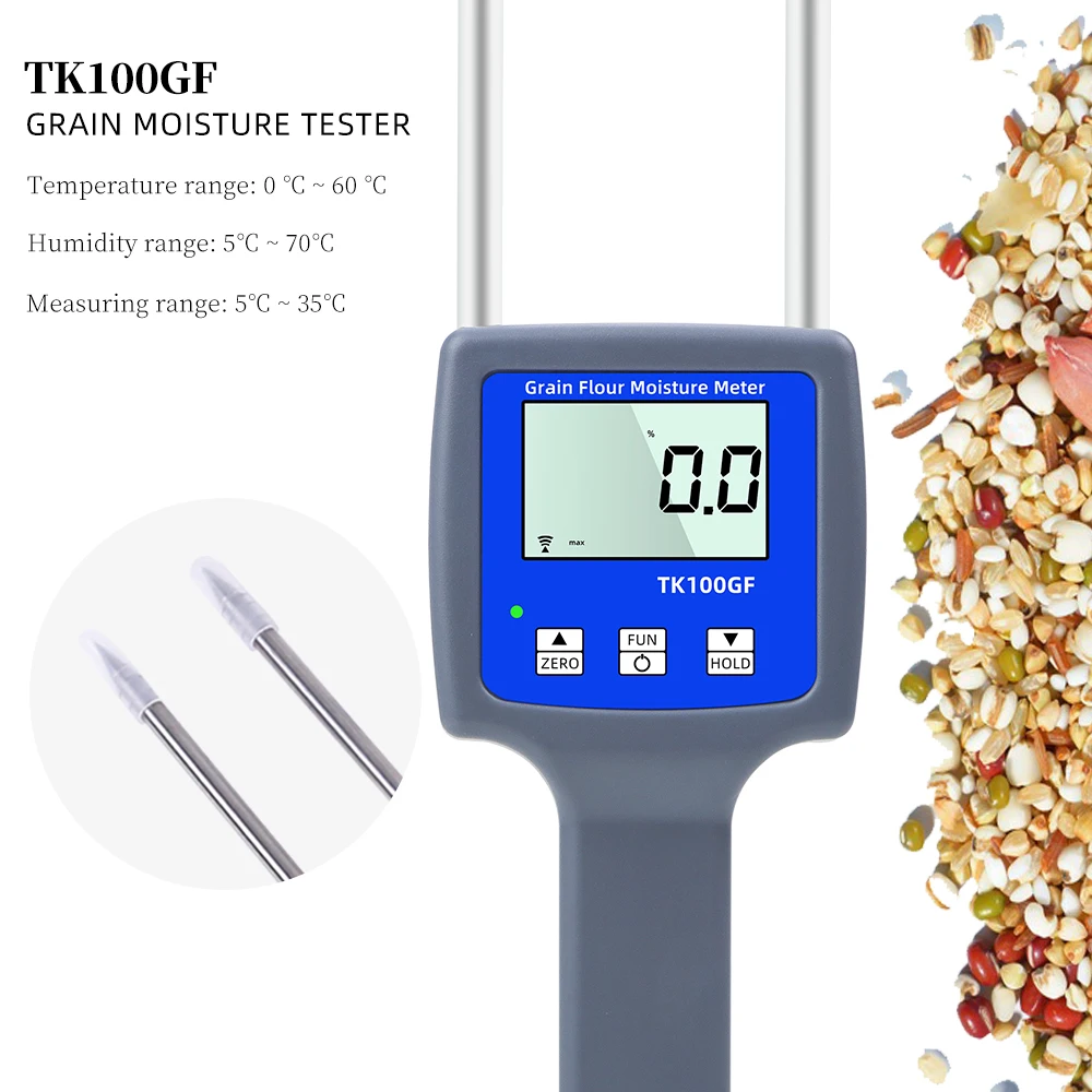 TK100GF Handheld Flour Starch Moisture Tester LCD Digital Display With Backlight Grain Moisture Meter Humidity Tester
TK100GF Handheld Flour Starch Moisture Tester LCD Digital Display With Backlight Grain Moisture Meter Humidity Tester