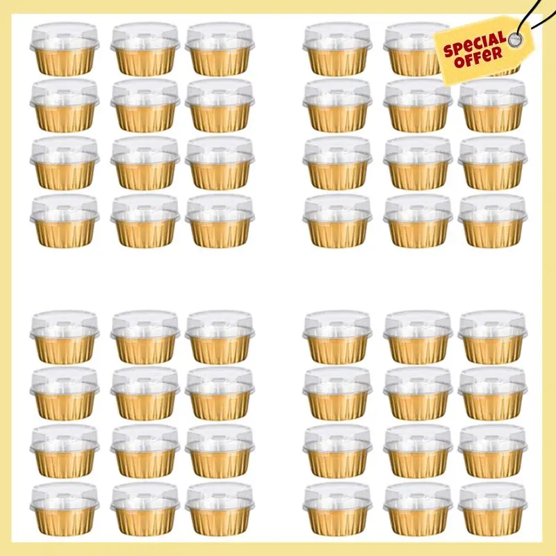 -BABQ Dessert Cups With Lids, 100 Pack Gold Aluminum Foil Baking Cups Holders, Cupcake Bake Utility Ramekin Clear Pudding Cups
-BABQ Dessert Cups With Lids, 100 Pack Gold Aluminum Foil Baking Cups Holders, Cupcake Bake Utility Ramekin Clear Pudding Cups