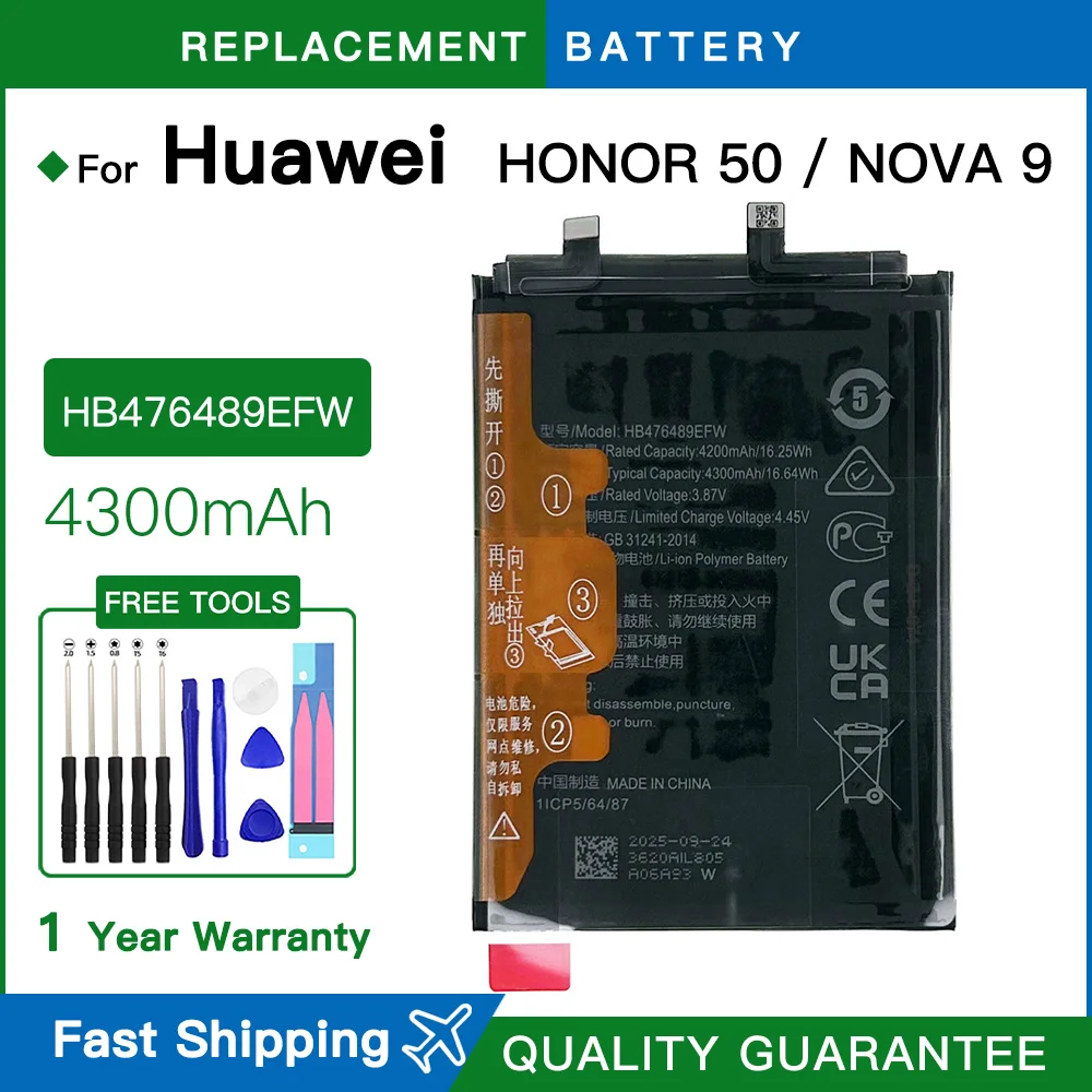 Brand new 3800mAh HB476489EFW Battery For HONOR 50 HB476489EFW Mobile Phone Batteries batteria Battery +Free Tools
Brand new 3800mAh HB476489EFW Battery For HONOR 50 HB476489EFW Mobile Phone Batteries batteria Battery +Free Tools
