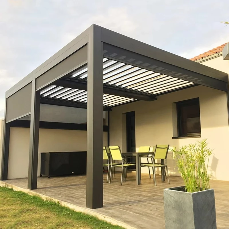 Electric Roof Blinds Aluminum Gazebo with Smart Rainproof Bioclimatic Design Blinds Aluminum
Electric Roof Blinds Aluminum Gazebo with Smart Rainproof Bioclimatic Design Blinds Aluminum