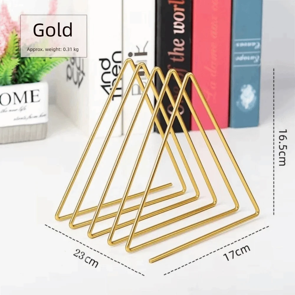 Simple Triangle Storage Rack Iron Multifunction Small Bookshelf Geometric Display Stand Holder Desktop Decoration