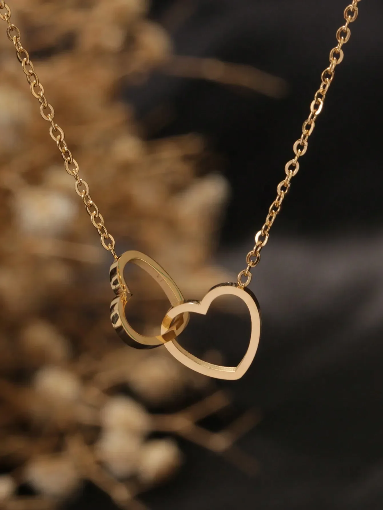 1pc Stainless Steel Double Circle Heart Pendant Necklace, 18K Gold Color Double Heart Charm, Suitable For Daily Wear For Women V
1pc Stainless Steel Double Circle Heart Pendant Necklace, 18K Gold Color Double Heart Charm, Suitable For Daily Wear For Women V