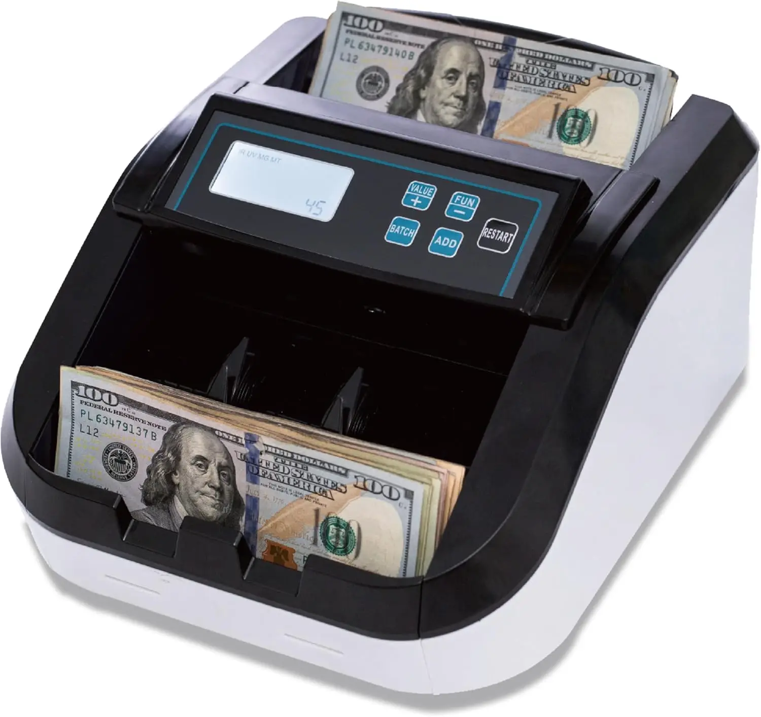 Bill Counter Machine 1100 Pcs/Min, UV/MG/IR Detection, LCD Display, Batch Mode, Value Count, Supports USD
Bill Counter Machine 1100 Pcs/Min, UV/MG/IR Detection, LCD Display, Batch Mode, Value Count, Supports USD