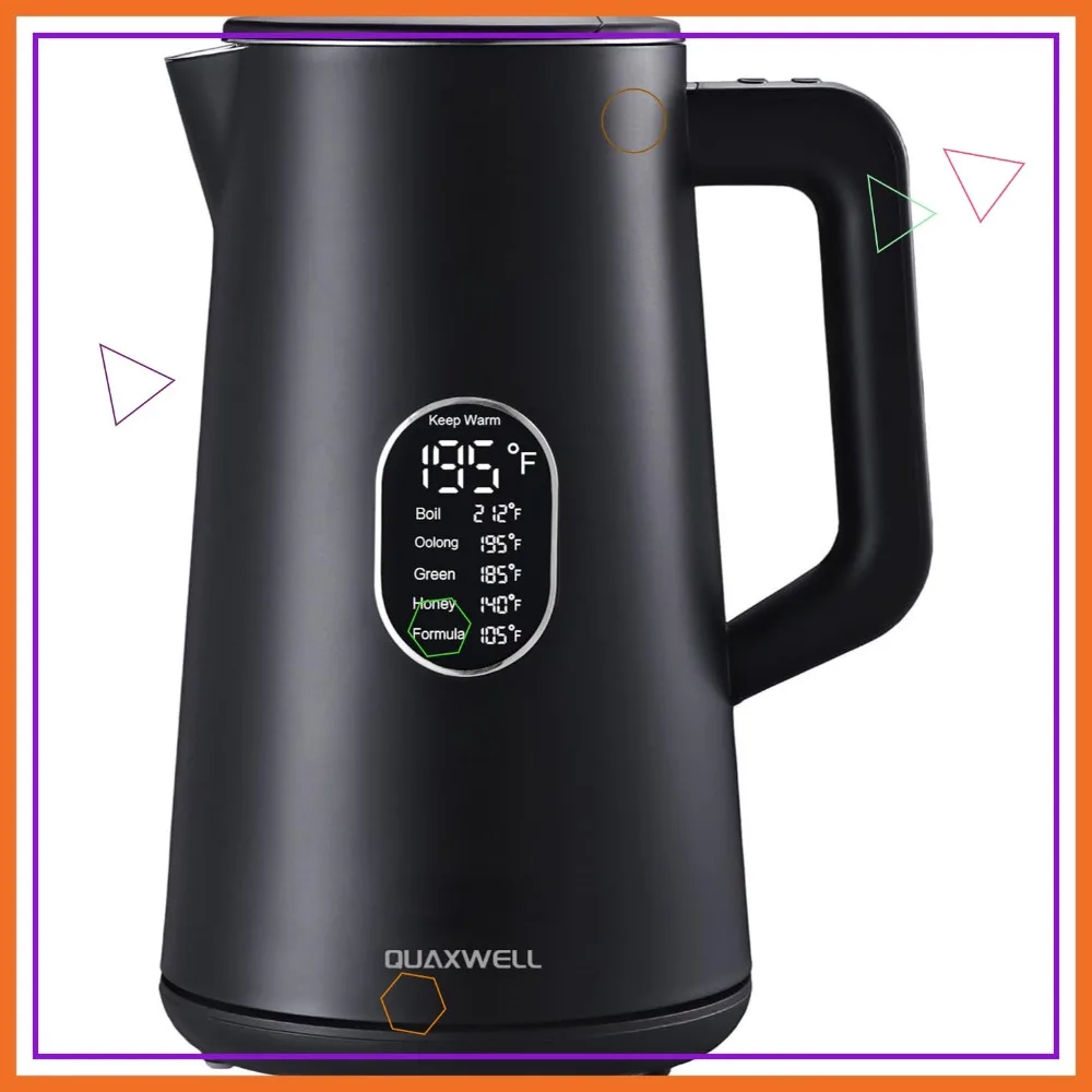 Электрический чайник из нержавеющей стали 1,5 л, с двойными стенками, функцией Cool Touch, быстрым нагревом, 5 режимами температуры, LED-дисплеем, автоматическим отключением, без BPA
Электрический чайник из нержавеющей стали 1,5 л, с двойными стенками, функцией Cool Touch, быстрым нагревом, 5 режимами температуры, LED-дисплеем, автоматическим отключением, без BPA