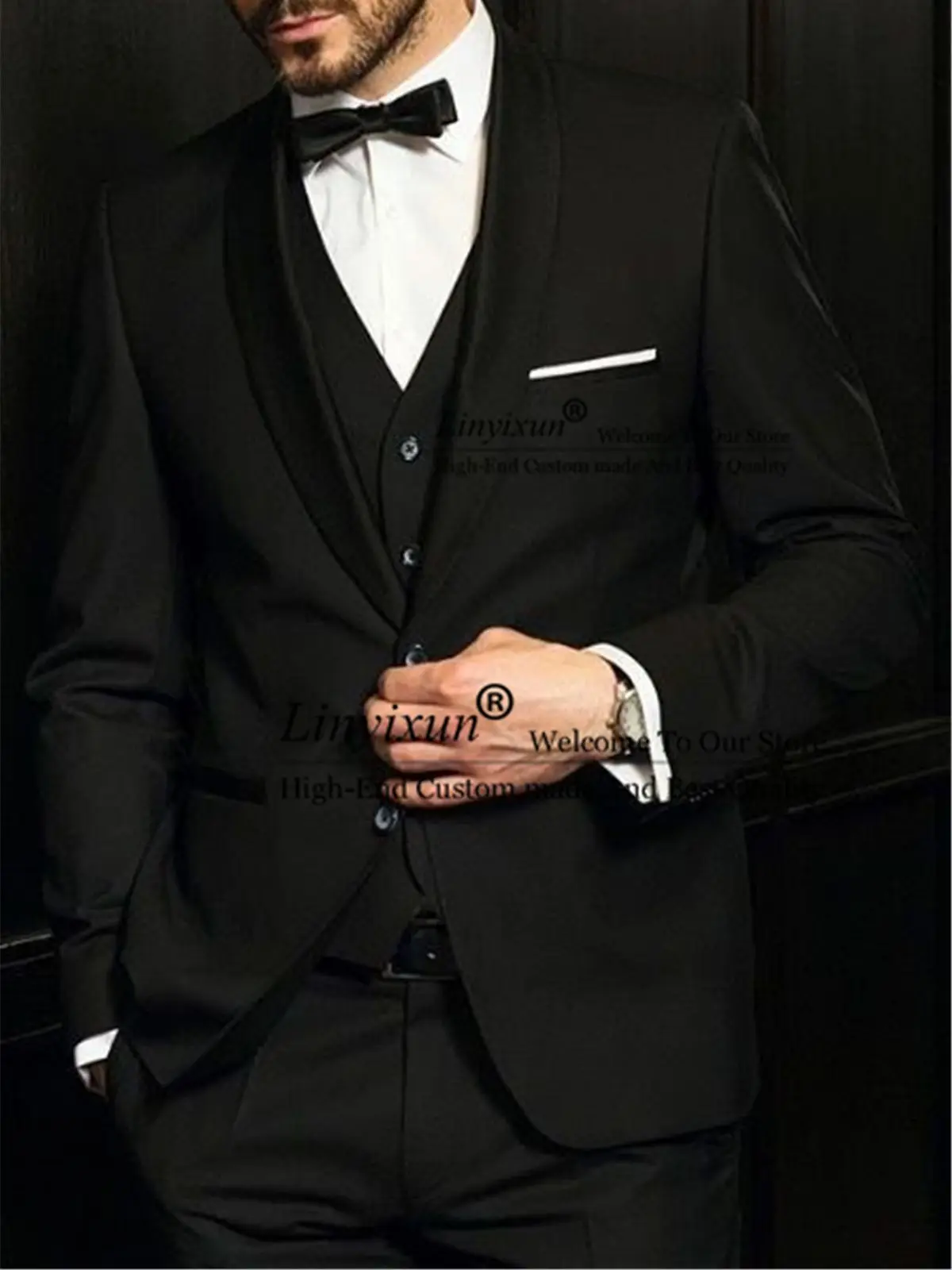 Formal Black Groom Tuxedo for Wedding Shawl Lapel Slim Fit Men Suits 3 Pieces Blazers Vest Pants Sets Groomsmen Terno Masculino
Formal Black Groom Tuxedo for Wedding Shawl Lapel Slim Fit Men Suits 3 Pieces Blazers Vest Pants Sets Groomsmen Terno Masculino